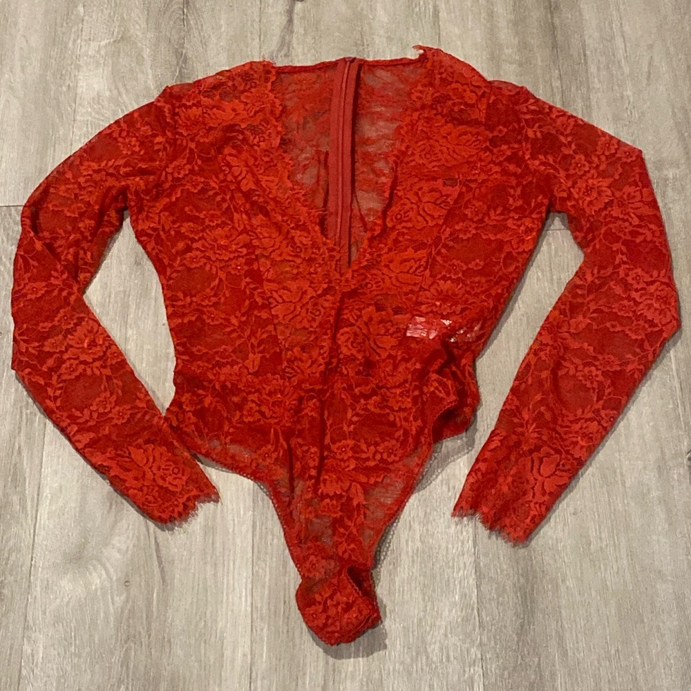 ASOS red lace bodysuit